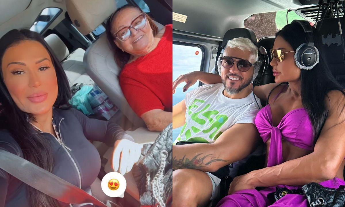 Separada de Belo, Gracyanne Barbosa encontra mãe do cantor: 'Sogrinha'