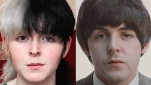 Benedict McCartney em 2021 e Paul McCartney em 1965