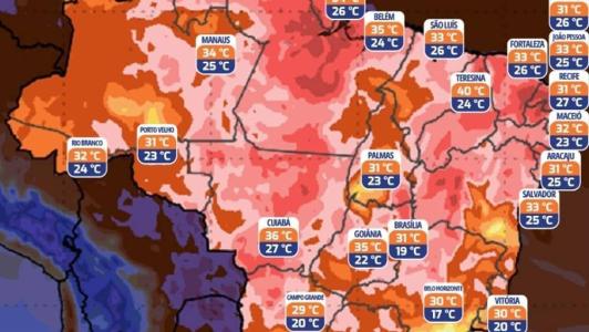 BH tem máxima de 30°C e 17°C