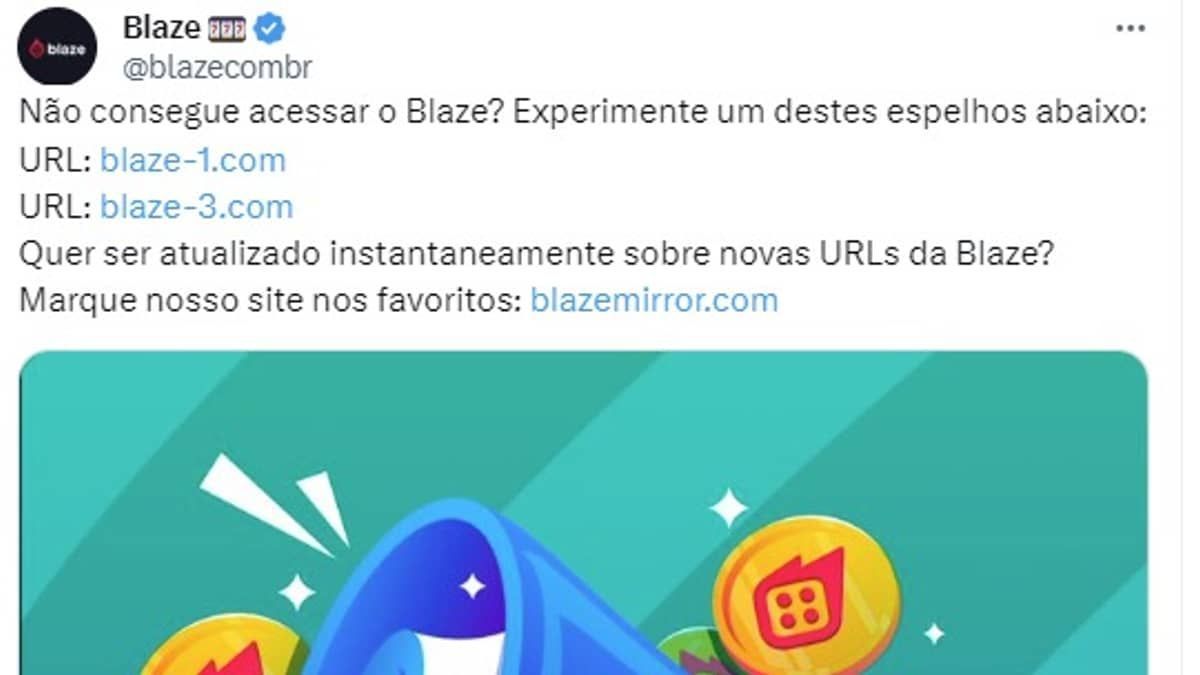 Blaze fora do ar: casa de apostas tenta burlar Justiça e divulga novos sites no Twitter