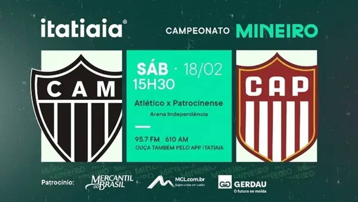 Atlético x Patrocinense: acompanhe jogo do Mineiro no Youtube da Itatiaia 