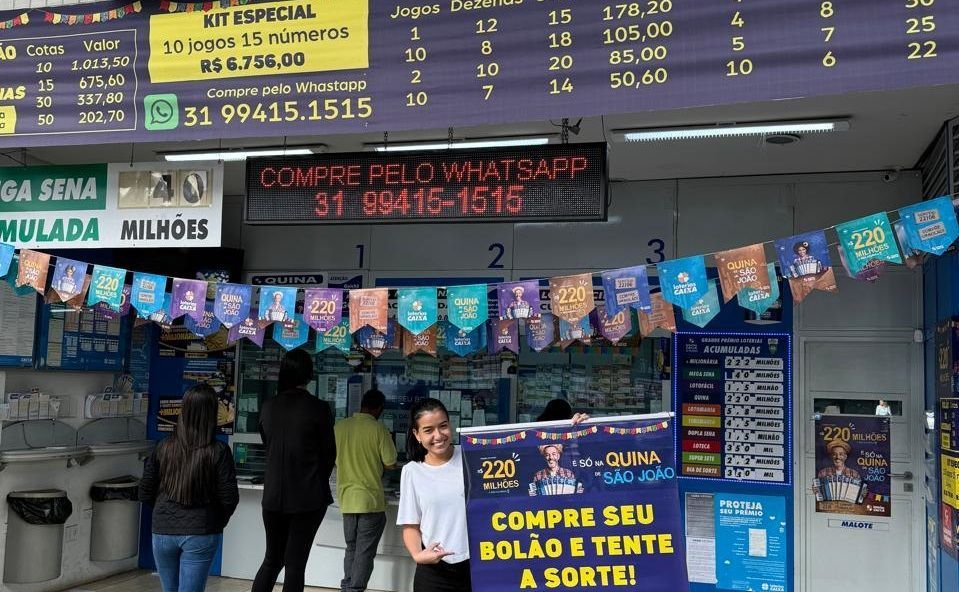 Quina de São João de R$ 220 milhões: lotérica de BH faz bolão com cota de R$ 10 mil