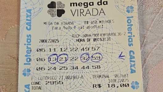 Aposta foi registrada no dia 20 de dezembro