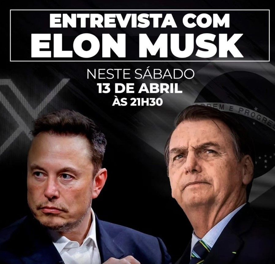 Perfil ligado a Bolsonaro anuncia entrevista com Elon Musk na noite deste sábado