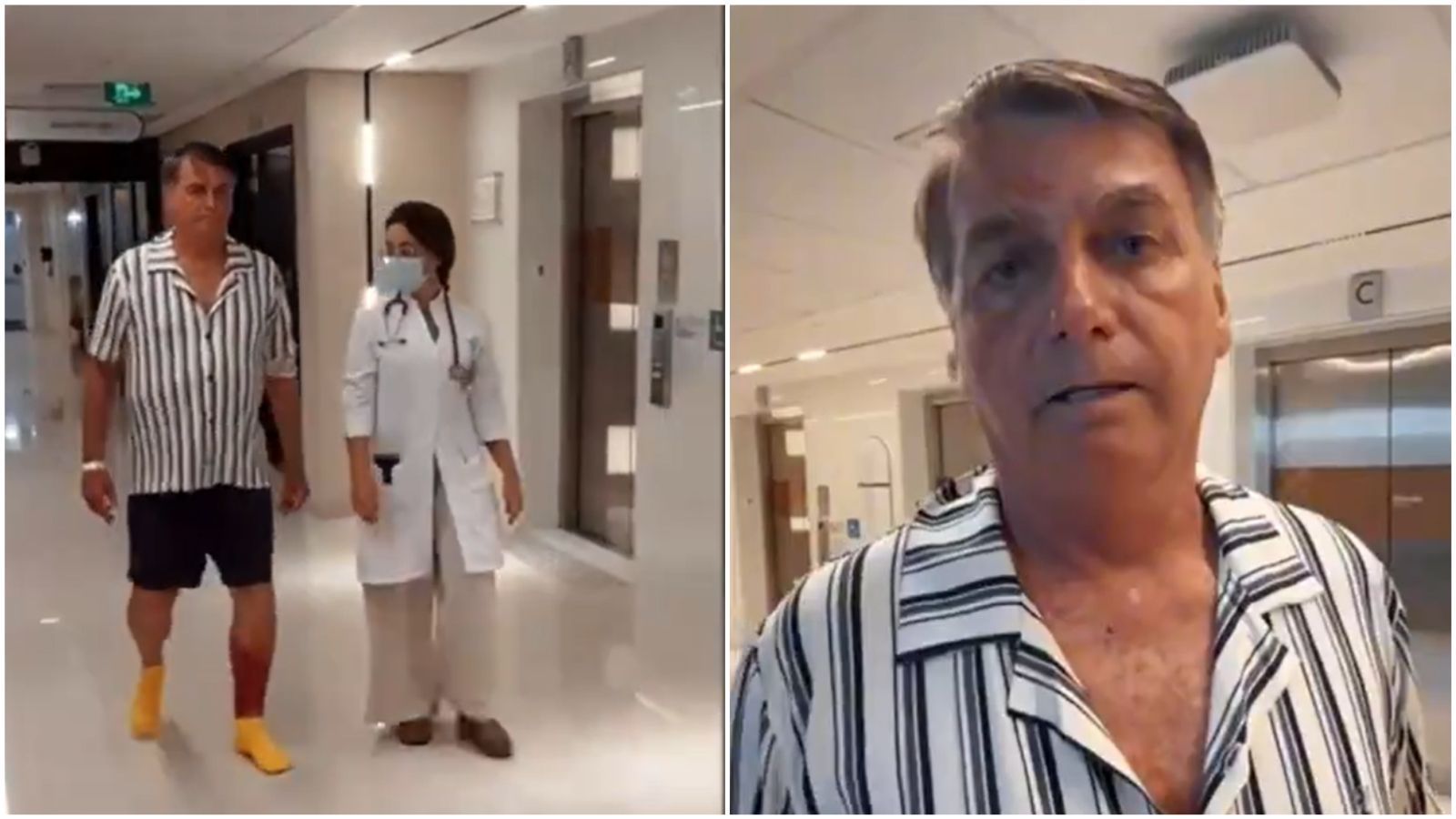 Internado, Bolsonaro caminha em hospital e diz que erisipela está 'sob controle'
