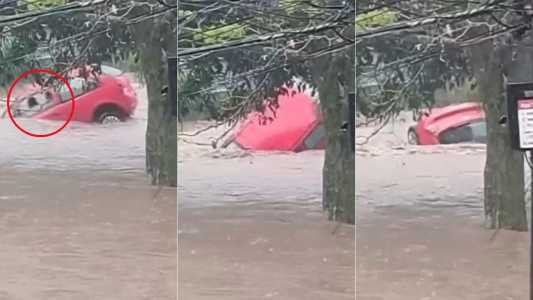 Após carro ser engolido pela chuva, bombeiros procuram homem desaparecido em Petrópolis