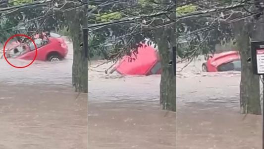 Após carro ser engolido pela chuva, bombeiros procuram homem desaparecido em Petrópolis