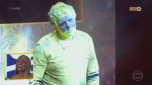 Boninho ficou todo sujo em dinâmica