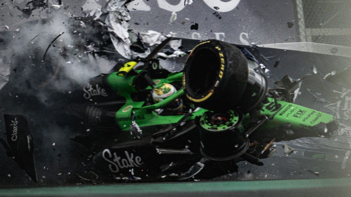 F1: Bortoleto reage à batida a 339km/h, manda recado e revela se correrá no domingo