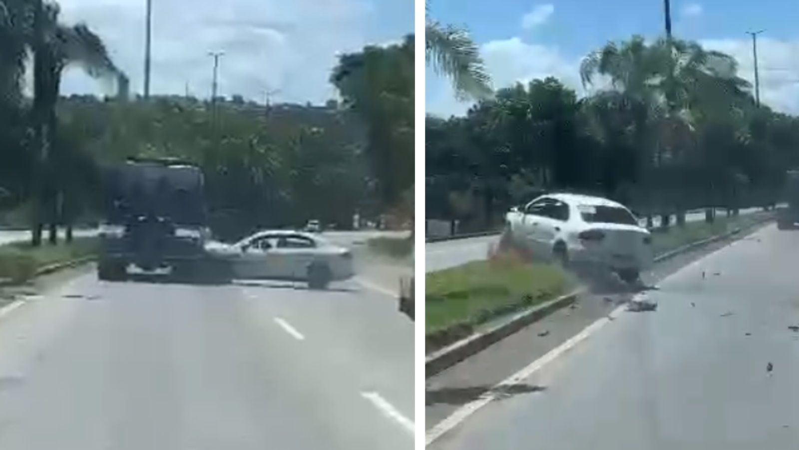 Vídeo: caminhão persegue e bate em carro na BR-381: 'ele tá querendo me matar'