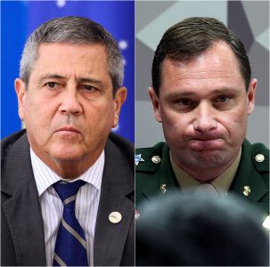 O ex-ministro Walter Braga Netto (esq.) e o tenente-coronel Mauro Cid (dir.)
