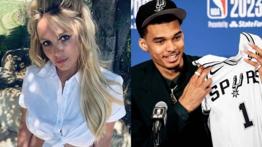 Britney Spears, cantora pop, e Victor Wembanyama, jogador de basquete