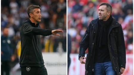 Bruno Lage e Eduardo Coudet, técnicos de Botafogo e Internacional, em atividade pelo Brasileirão