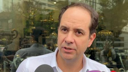 Bruno Muzzi, CEO do Atlético, em entrevista coletiva na sede do clube, em Belo Horizonte