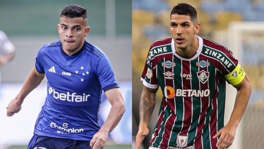 Bruno Rodrigues, atacante do Cruzeiro, e Nino, zagueiro do Fluminense