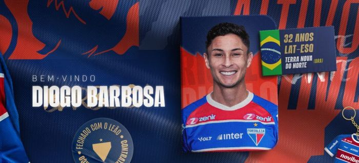 Arte da contratação do lateral Diogo Barbosa pelo Fortaleza