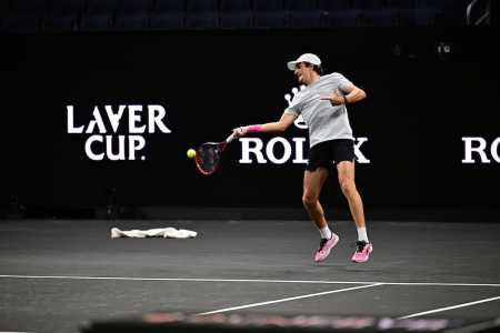 João Fonseca em treino para a Laver Cup