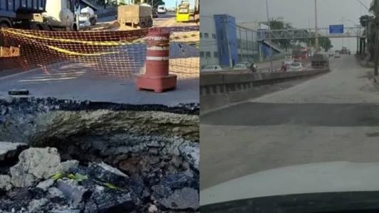 Buraco estava localizado na marginal da avenida, no sentido Betim, perto da praça da Cemig