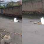 Moradores reclamam que chuva levou asfalto e deixou crateras em rua de Ribeirão das Neves