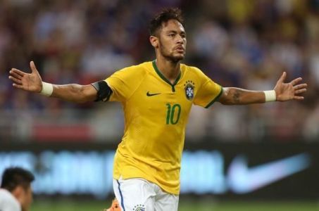 Neymar comemora gol pela Seleção Brasileira