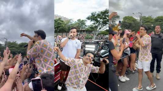 Romário, da dupla com Clayton, desce do trio e 'batiza' foliões no Carnaval de BH
