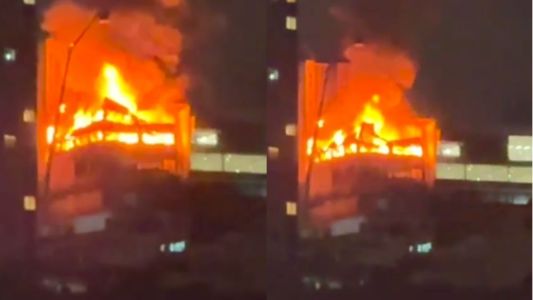 Vídeo: fogo alto toma conta de prédio na Região Centro-Sul de BH