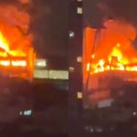Vídeo: fogo alto toma conta de prédio na Região Centro-Sul de BH