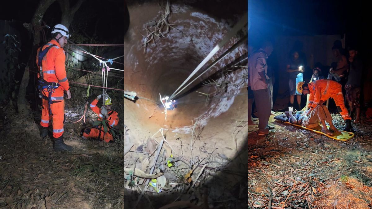 Idoso é resgatado após cair em cisterna de 8 metros em MG