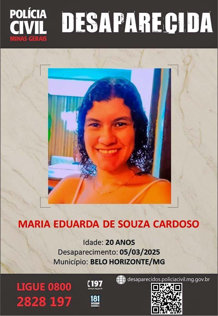 Jovem de 20 anos que desapareceu no bairro Santa Tereza, em BH, é encontrada