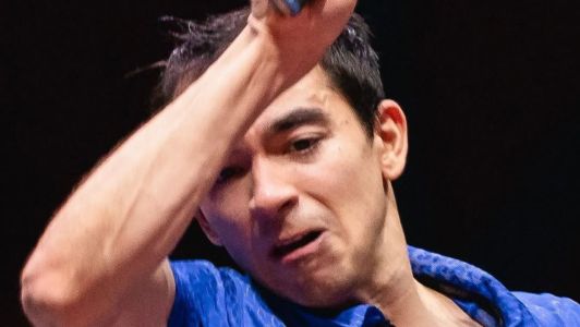 Hugo Calderano na disputa do Mundial de Doha, no Catar