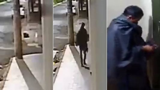 Câmeras flagraram o ladrão 'saindo do disfarce'