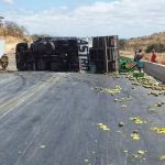 Caminhão tomba e interdita completamente o trânsito na BR-251