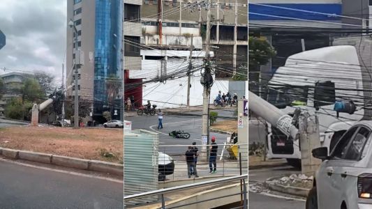 Vídeo: caminhão derruba postes e provoca incêndio na Av. Barão Homem de Melo, em BH