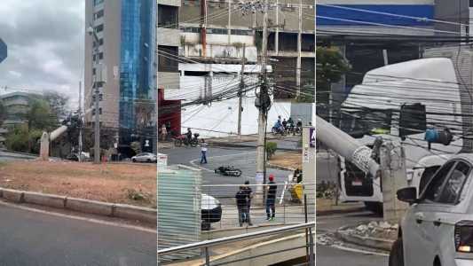Vídeo: caminhão derruba postes e provoca incêndio na Av. Barão Homem de Melo, em BH