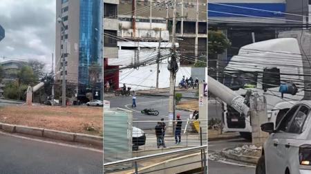 Vídeo: caminhão derruba postes e provoca incêndio na Av. Barão Homem de Melo, em BH