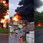 Caminhão-tanque tomba, pega fogo e atinge casas na BR-101, em Pernambuco; veja vídeo