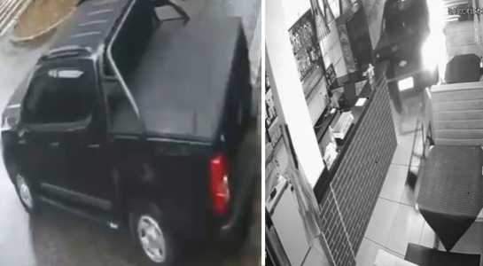 Foto mostra caminhonete invadindo hamburgueria em São Paulo