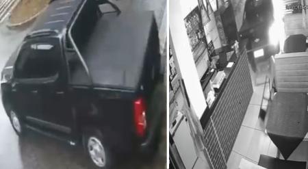 Foto mostra caminhonete invadindo hamburgueria em São Paulo