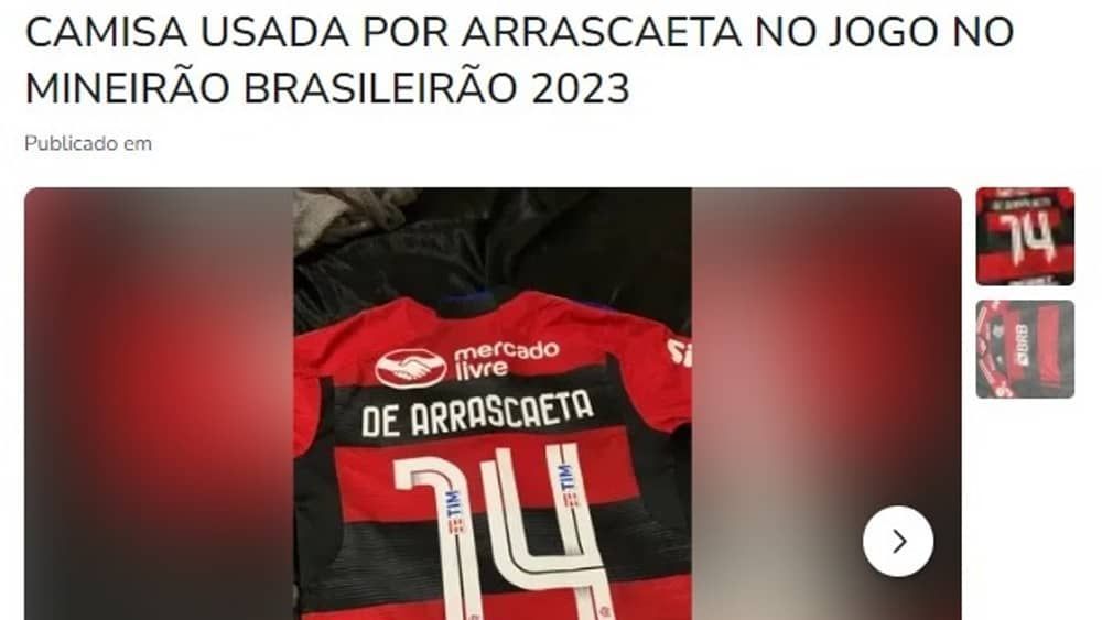 Flamengo: camisa que Arrascaeta deu a invasor de campo está à venda 