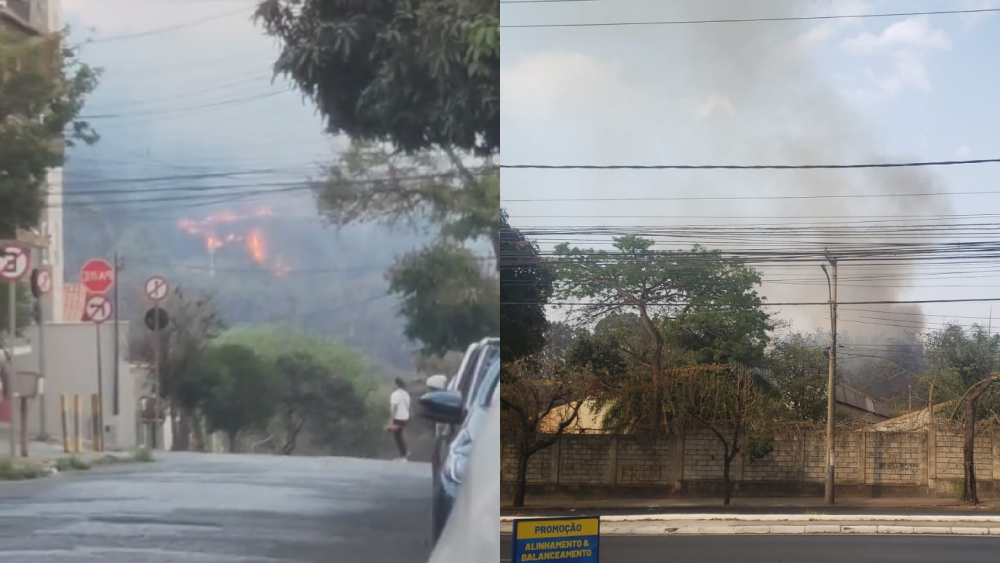 Vídeo: incêndio em mata ao lado da Vallourec complica o trânsito no Barreiro, em BH