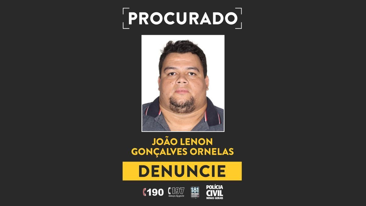 Polícia Civil procura por 'João Lenon', foragido após ser acusado de homicídio em MG