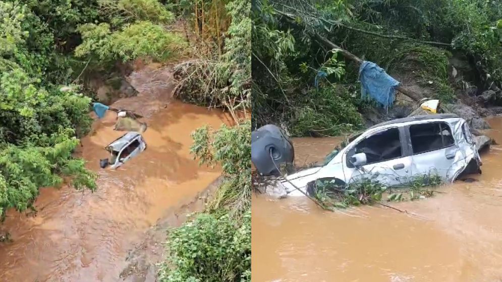 Vídeo: Fiat Uno levado pela enxurrada no Barreiro, em BH, é encontrado dentro de córrego