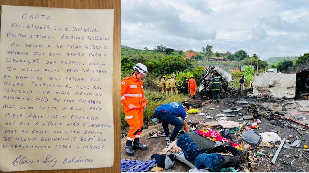 Em carta, pai de vítima do acidente em Teófilo Otoni reclama da demora na liberação dos corpos