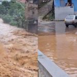 Vídeo: após temporal, água de córrego sobe e assusta população em Diogo de Vasconcelos (MG)