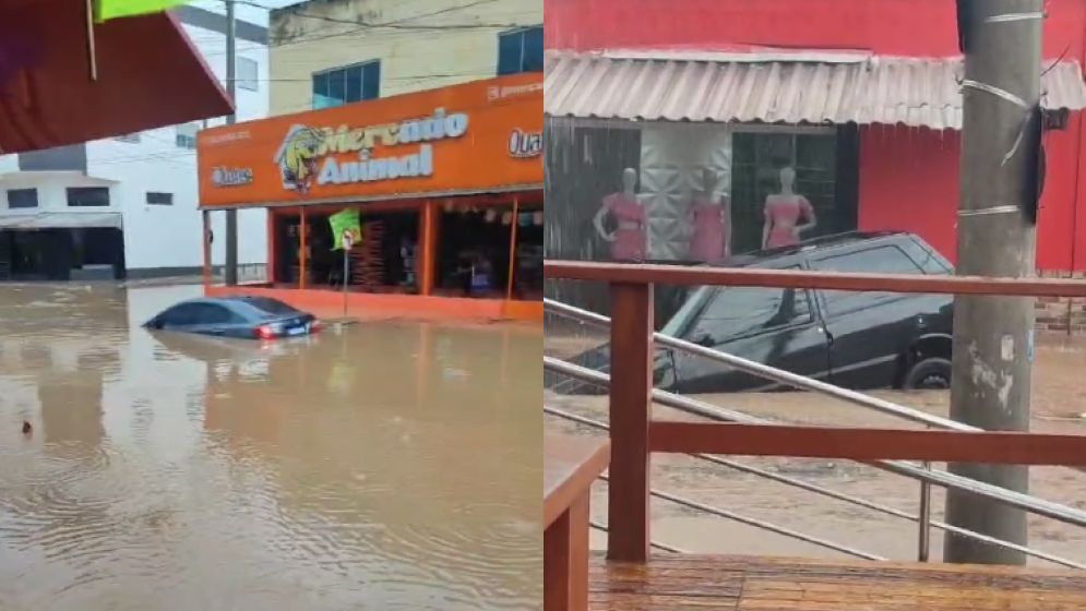 Vídeo: veículos ficam debaixo d'água após forte temporal em Ibirité, na Grande BH