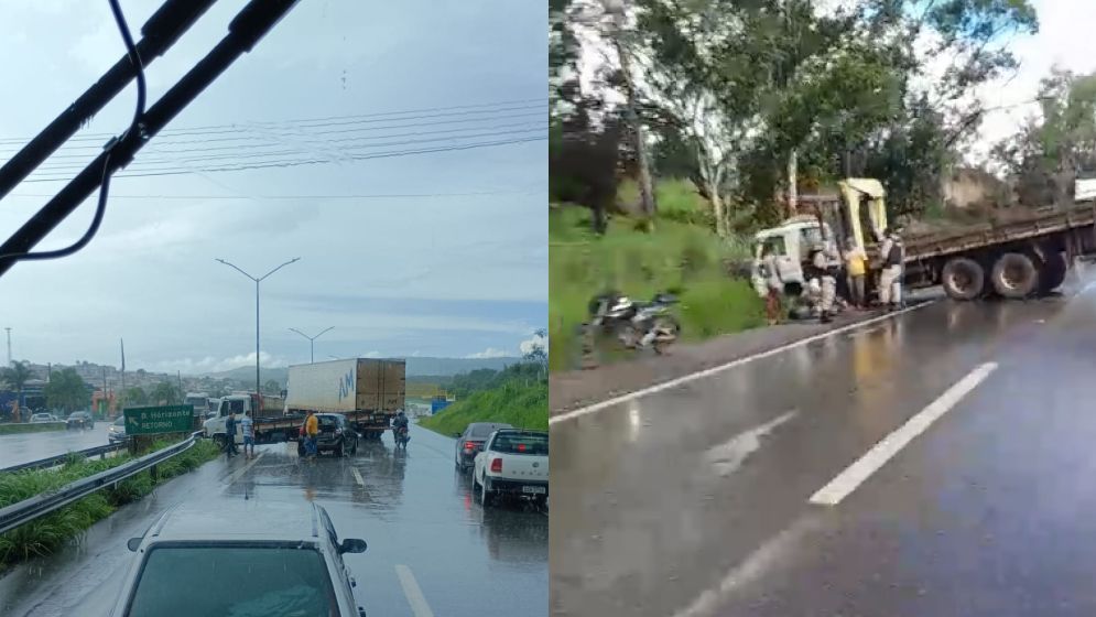 Dois acidentes em menos de 1 km na BR-040 causam trânsito quilométrico na Grande BH