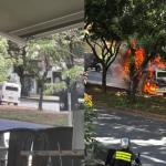 Veja imagens do momento em que Kombi pega fogo e explode na Av. Afonso Pena, em BH