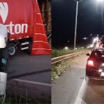 Carreta vira em L e fecha totalmente a BR 040 em Esmeraldas
