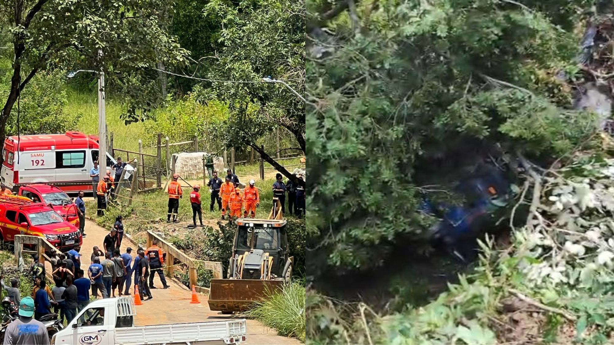 Motorista morre após caminhão capotar e cair dentro de córrego em Lagoa Santa