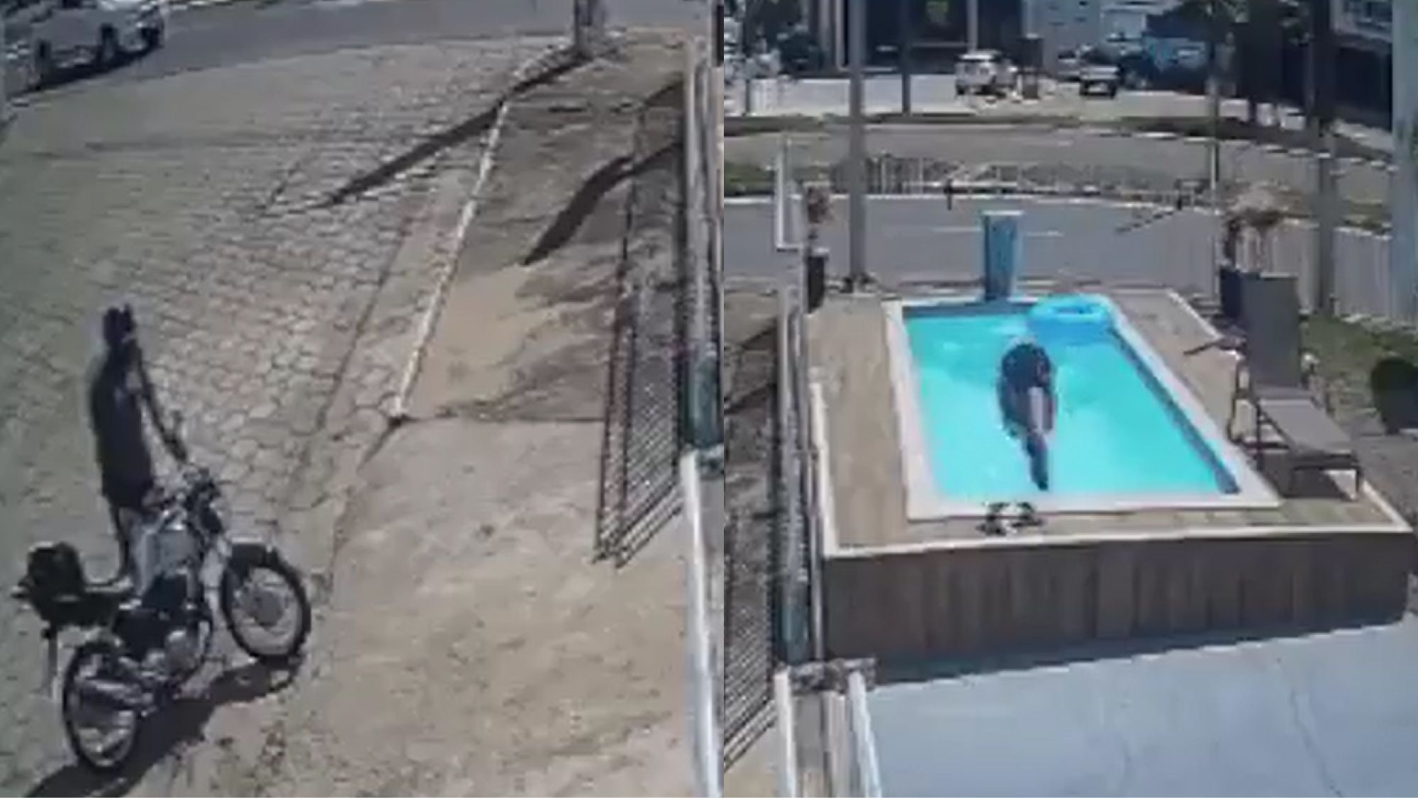 Motociclista não resiste ao calor e pula em piscina de loja no ES: 'Pensamentos intrusivos'